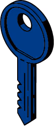 Clé bleue issu du logo de la Société de serrurerie Verrouille.